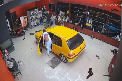 Tamircide görünmez kaza... Otomobil harekete geçince ortalığı birbirine kattı