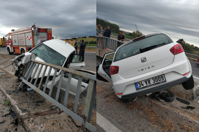 Kontrolden çıkan araç refüje girdi: 3 yaralı