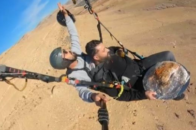 Esnaf yemek siparişini paraşütle götürdü