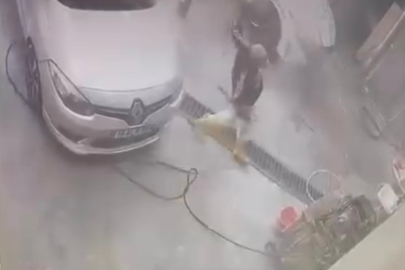 Hortumu elinden kaçırdı, araç yerine kendini yıkadı...