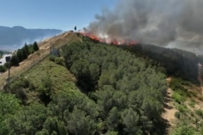 Yerleşim yerine sıçrayan yangın böyle görüntülendi