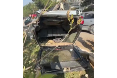 Takla atan otomobil ters durdu