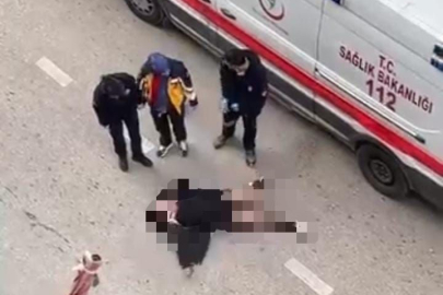 Yolun ortasında yatan kadın, sinir krizi geçirdi