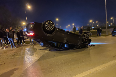 Kaza yapan araç takla attı: 2 yaralı