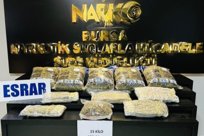 Bursa’da uyuşturucu operasyonu : 15 kilo esrar ele geçirildi