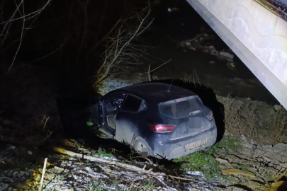 Otomobil dereye uçtu, sürücü yaralandı