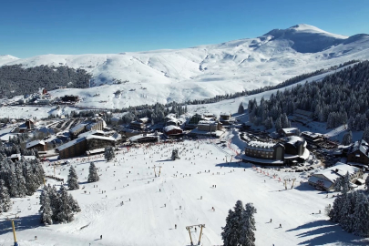 Uludağ'da sömestr yoğunluğu drone görüntülerine yansıdı