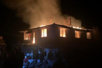 Bursa'da alevli gece...Köy evi alevlere teslim oldu