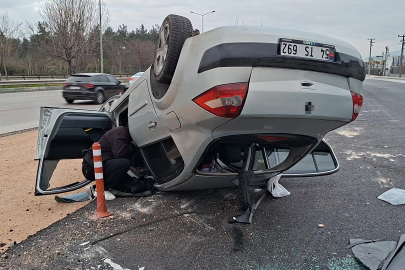 Bursa'da otomobil takla attı: Şans eseri yaralanan olmadı