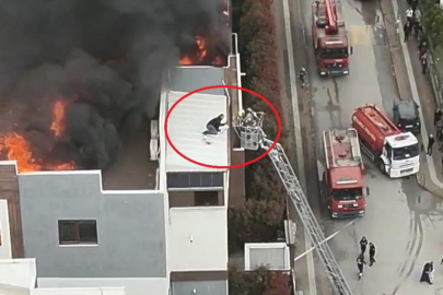 Metrelerce yüksekte itfaiye ekiplerini böyle bekledi