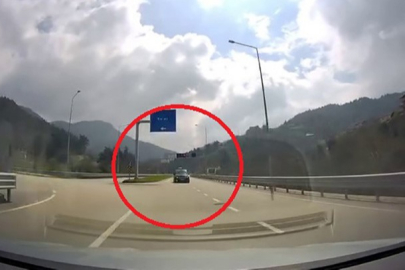 Ters yönden gelen araç faciayı böyle teğet geçti