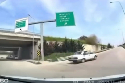 Bursa’da ters yönden giren sürücü kamerada