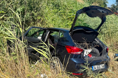 Karacabey'de otomobil sulama kanalına devrildi: 6 yaralı