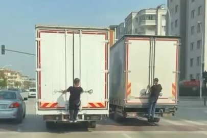 Çocukların tehlikeli oyunu kamerada