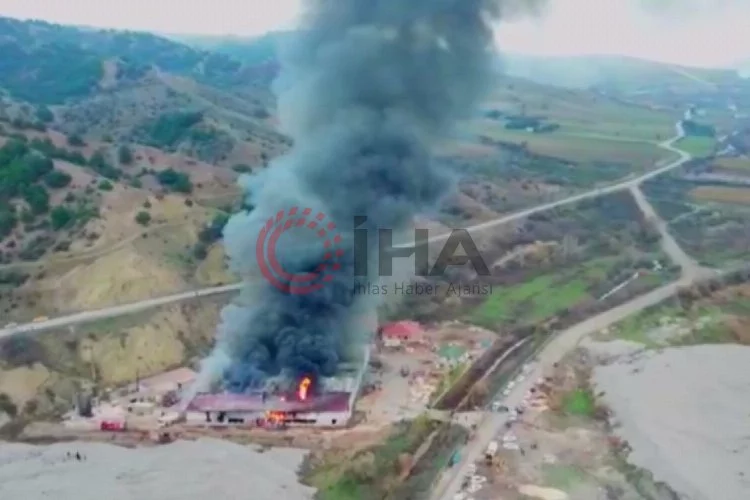 Amasya'da kontrplak fabrikasında korkutan yangın