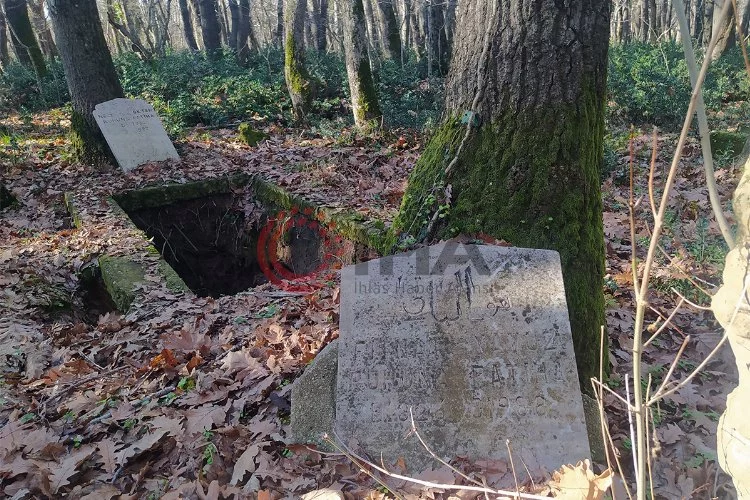 Eski köy mezarlığı defineciler tarafından talan edildi